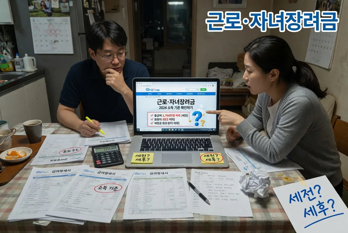 근로자녀장려금 신청, 소득 기준 세전·세후와 맞벌이 합산 확인법